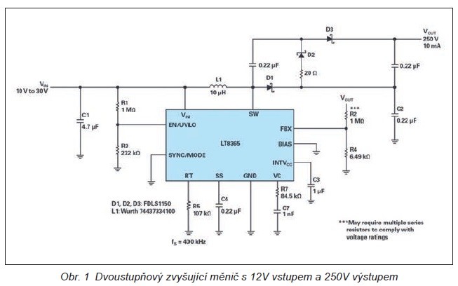 Zvyšující a invertující měniče pro napětí v řádu stovek voltů